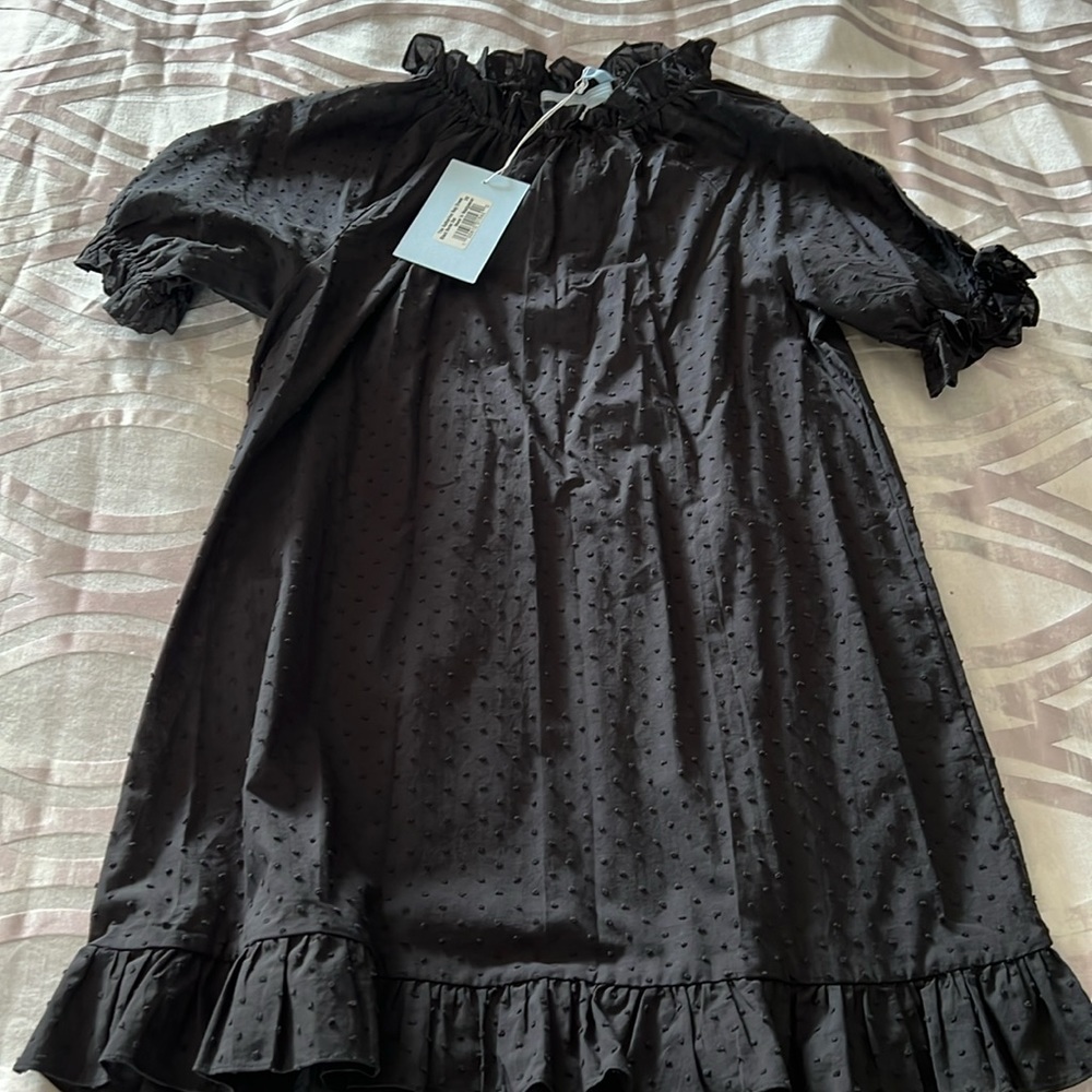 Hill house brand new black nap dress with polka dot print